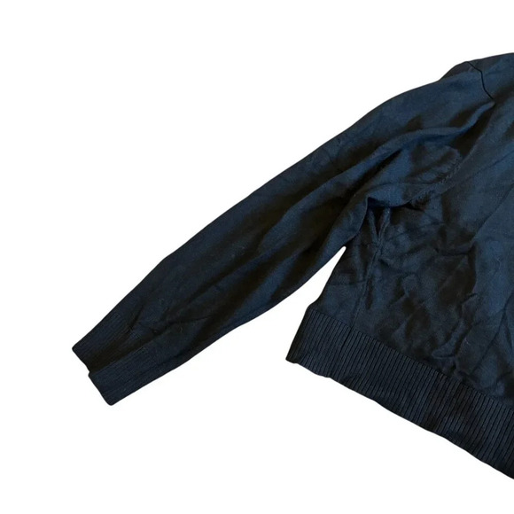 Calvin Klein Open Front Black Cardigan Sweater Cropped Length Bead Trim Medium - Picture 7 of 8